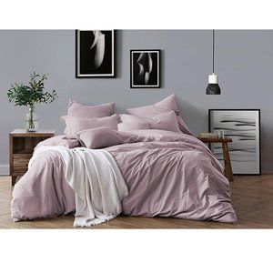 Swift Home 100% Cotton Yarn Dyed Prewashed Chambray Duvet Cover Bedding Set K/CK